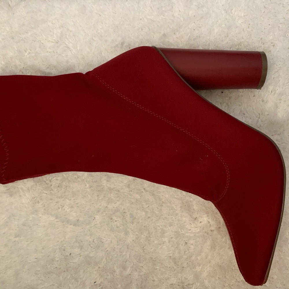 Burgundy “sock” boots